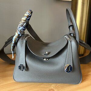Slouchy Etain Grey Leather Bag 26 cm